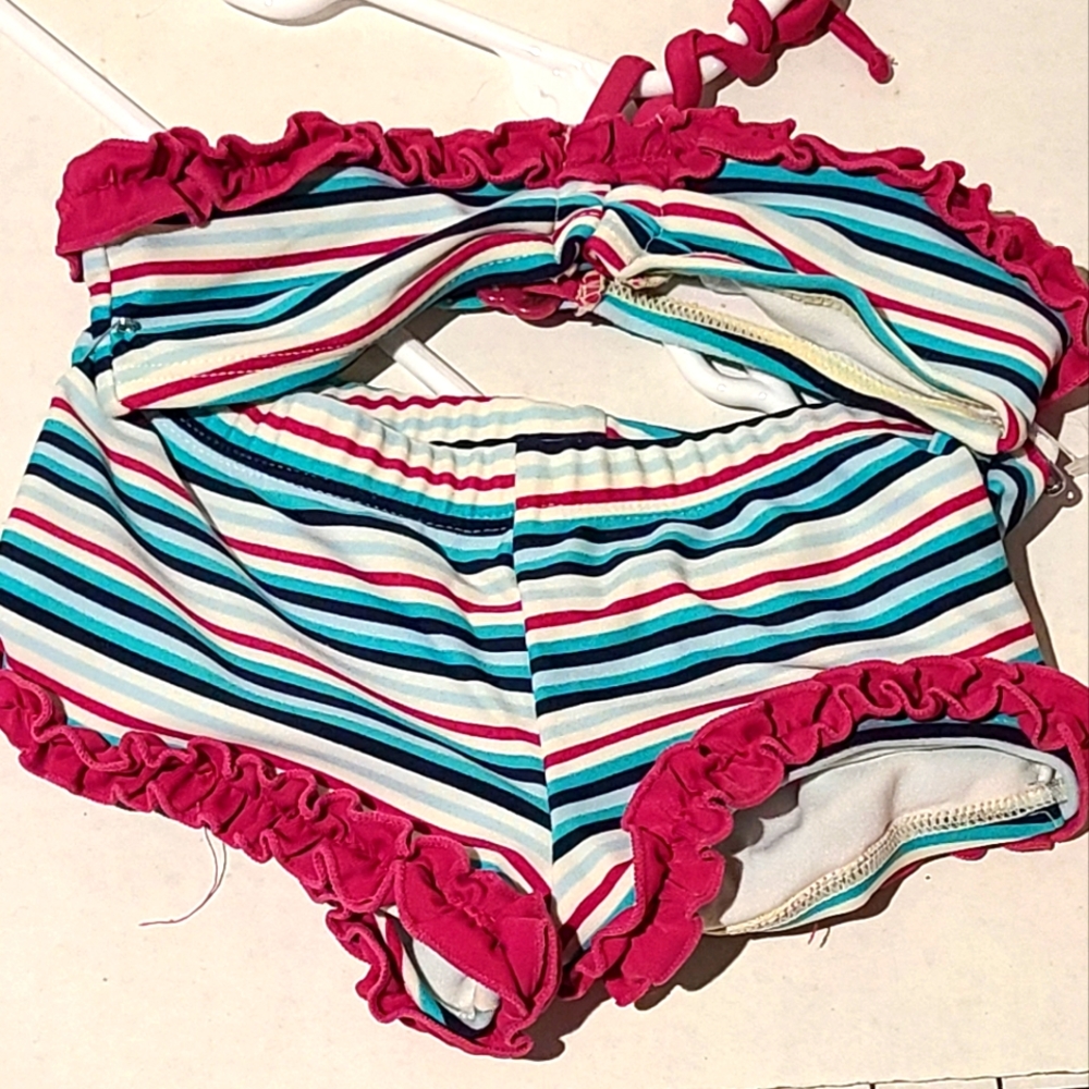 Multi colored striped bikini